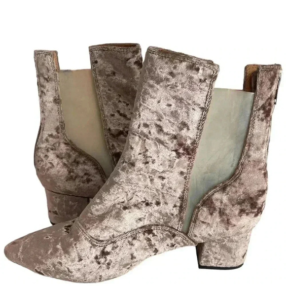 Jeffrey Campbell for Free People crushed velvet pointy toe ankle boots mauve 8 - Picture 3 of 9